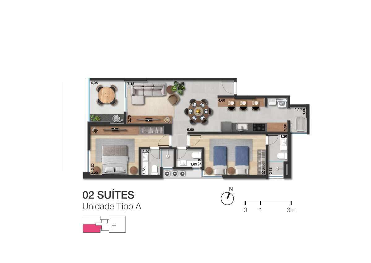  - Apartamento à venda, no PULSE Santo Antônio em Juiz de Fora, Centro, com 2 quartos, 84m²