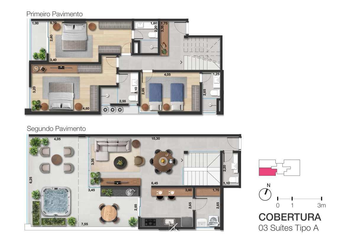  - Cobertura à venda, no PULSE Santo Antônio em Juiz de Fora, Centro, com 3 quartos, 256m²