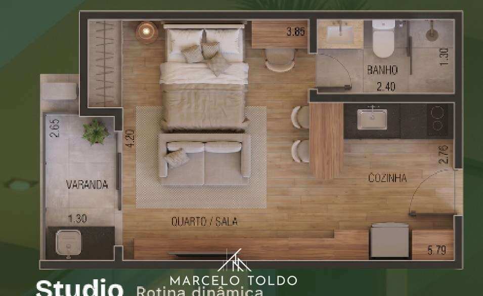  - Studio à venda, no Don Leon - Wellness by Velar em Juiz de Fora, Morro da Glória, com 1 quarto, 31m²